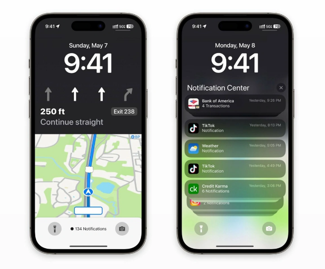 色达苹果维修服务分享iOS17锁屏地图导航半屏显示长什么样 